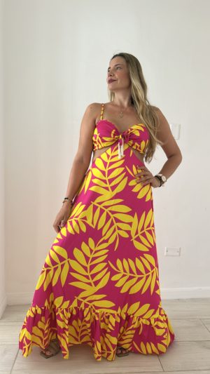 Vestido Adriana en Seda Italiana Hoja Amarilla