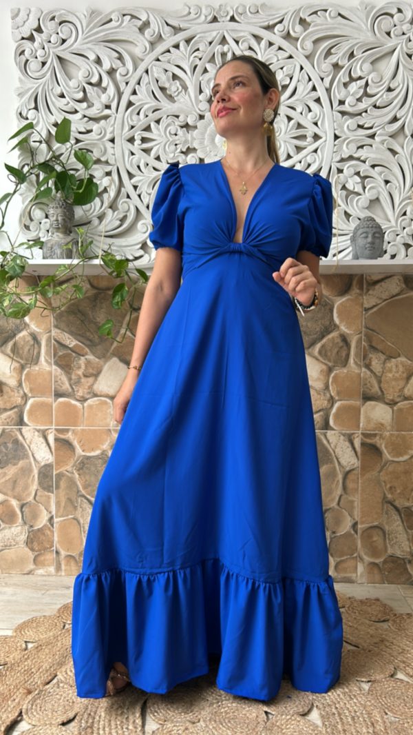 Vestido Adriana en Seda Mango Azul