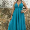 Vestido Linda en Seda Crepe Aguamarina