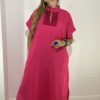 Blusón en Lino Fucsia Cuello en Lentejuela
