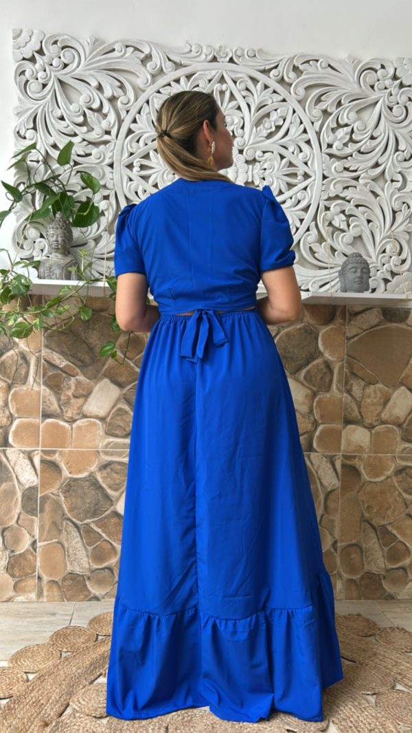 Vestido Adriana en Seda Mango Azul - Imagen 2