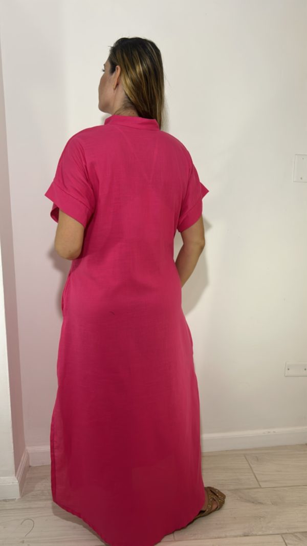 Blusón en Lino Fucsia Cuello en Lentejuela - Imagen 2