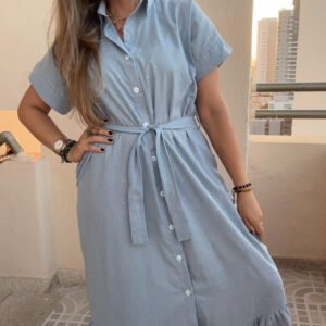 Bluson en Lino Azul Claro