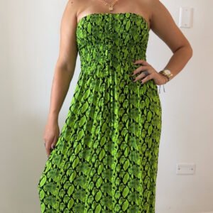 Vestido Elsa en Chalis Rayon Fondo Verde