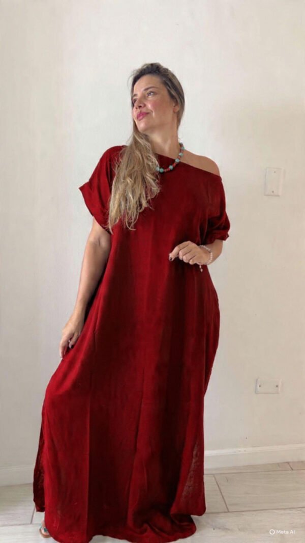 Bluson en Lino Vino con Bolsillos