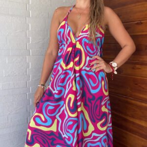 Vestido en Chalis Rayon Psicodelic