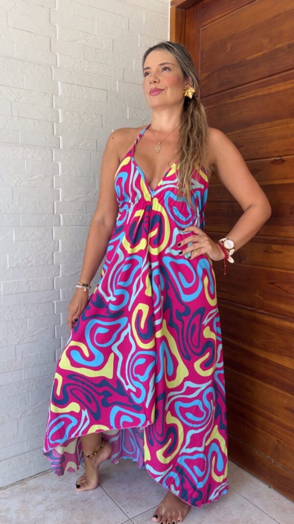 Vestido en Chalis Rayon Psicodelic