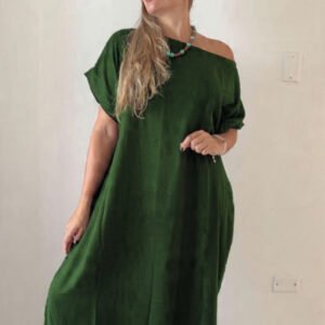 Bluson en Lino Verde con Bolsillos