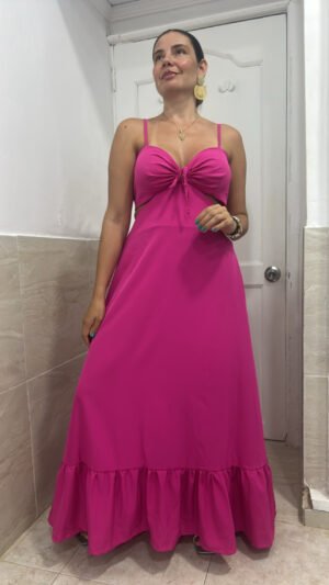 Vestido Adriana en Seda Fucsia