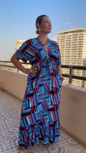 Vestido Boho Estampado azul