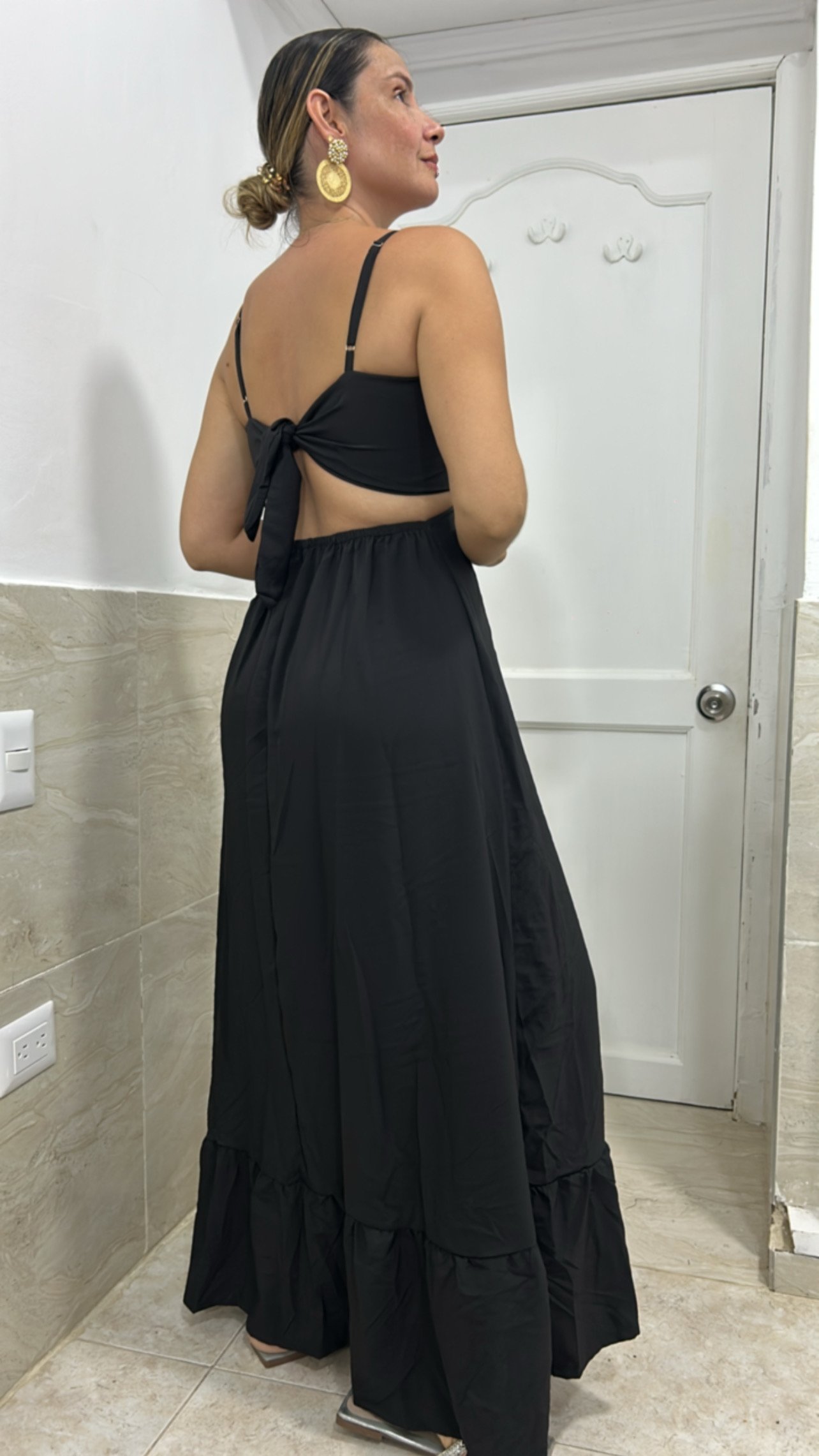 Vestido Adriana en Seda Negro - Image 2