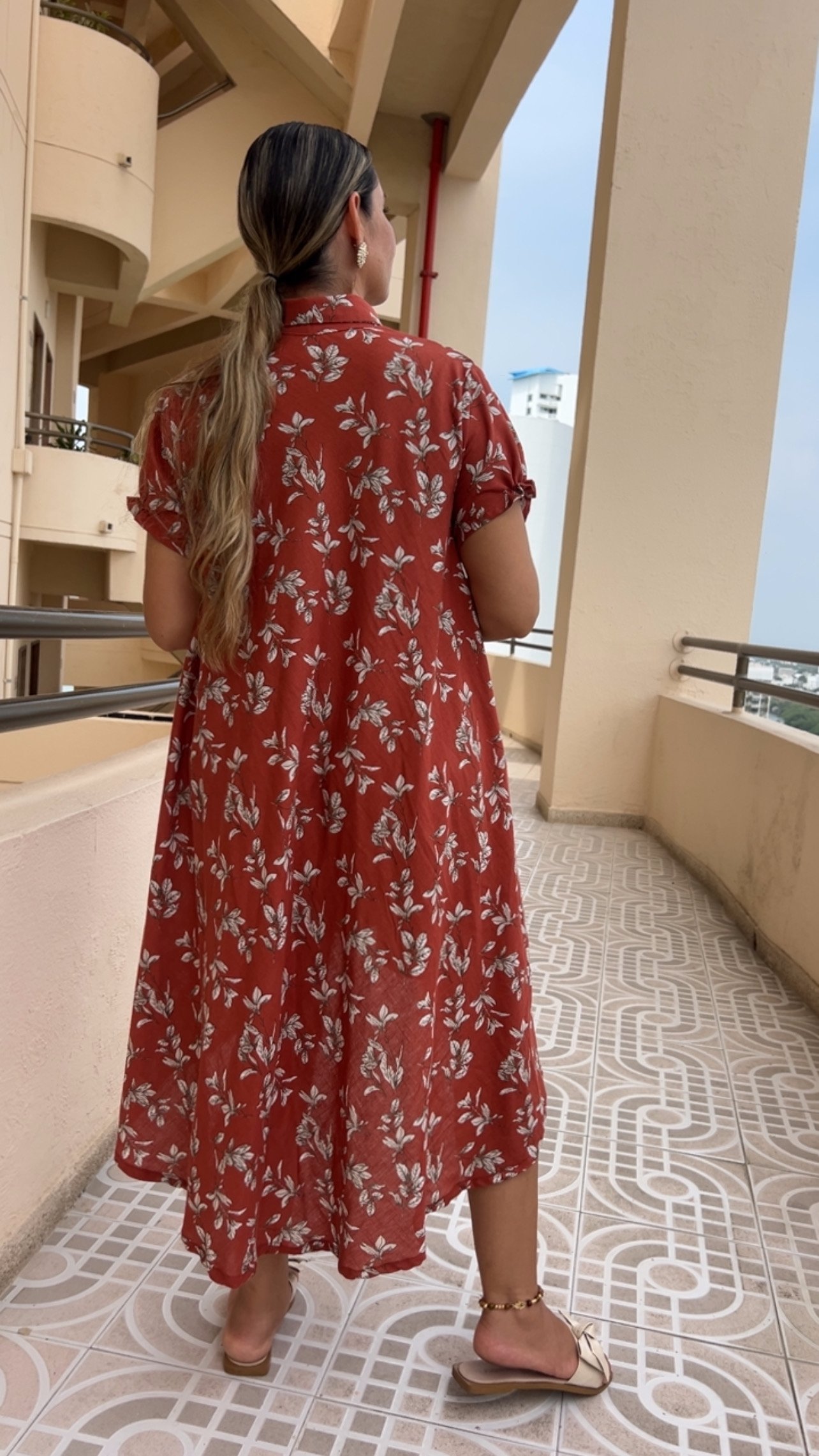 Bluson en Lino Corto Estampado Naranja - Image 2