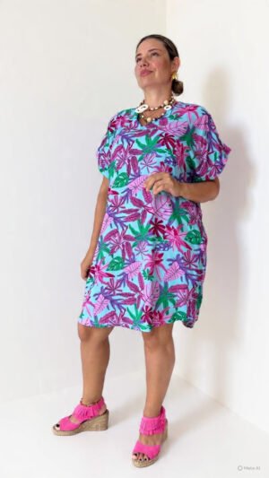 Blusón Corto Estampado Hojas