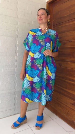 Blusón Corto Estampado Tropical