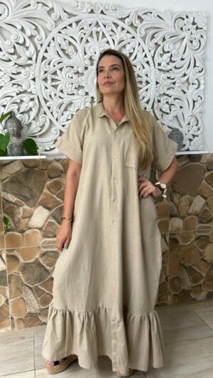 Bluson en Lino Caqui