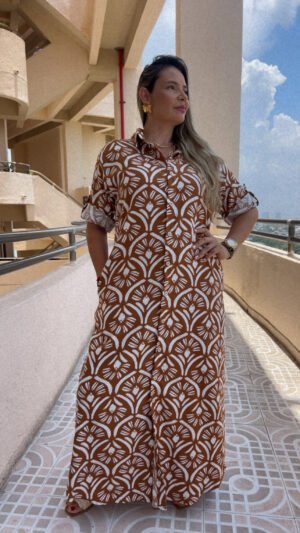 Bluson En Lino Estampado Cafe