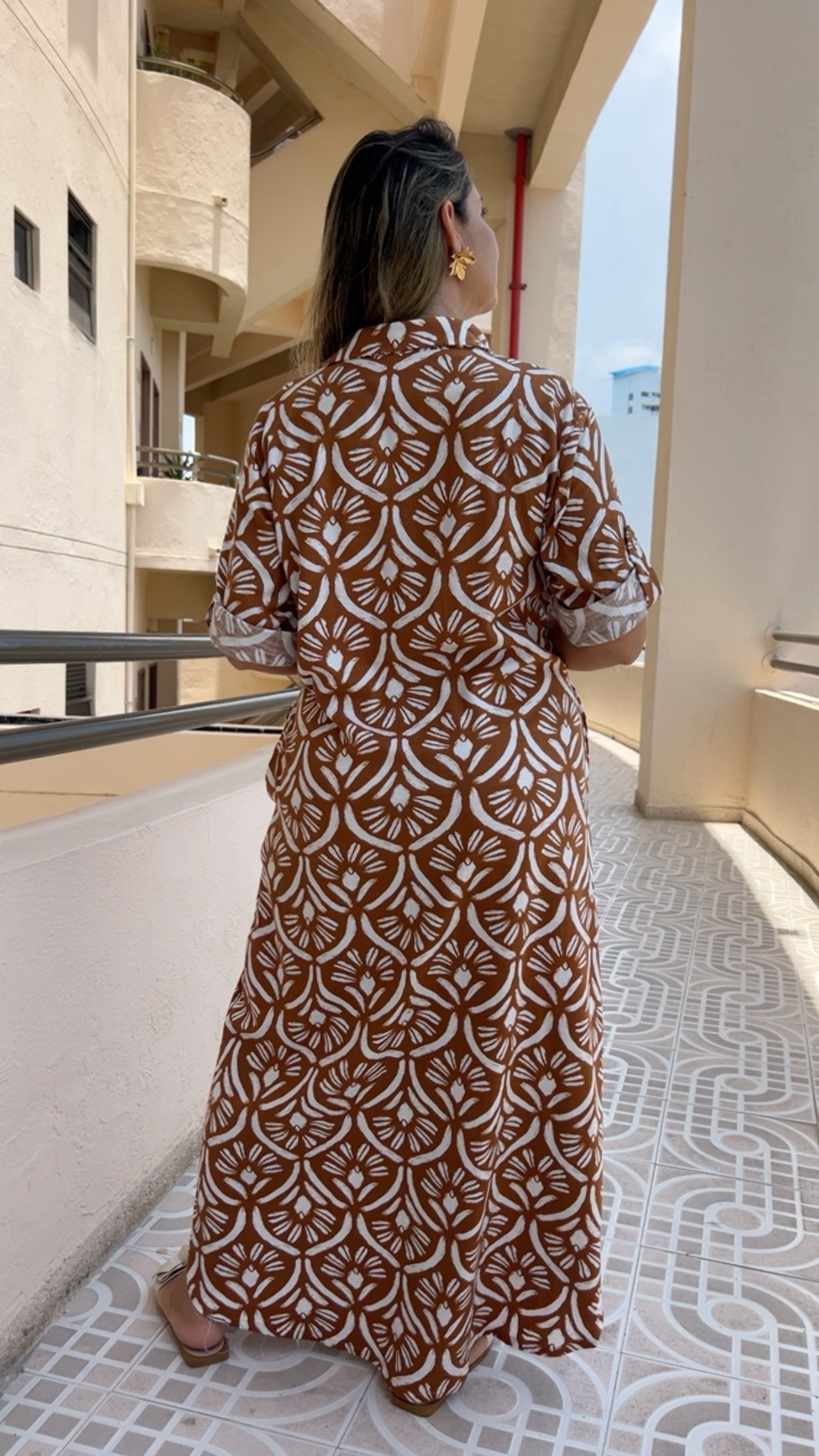 Bluson En Lino Estampado Cafe - Image 2