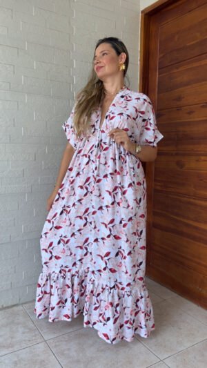 Vestido Boho Flores Fucsia