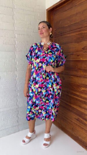 Blusón Corto Estampado Multicolor