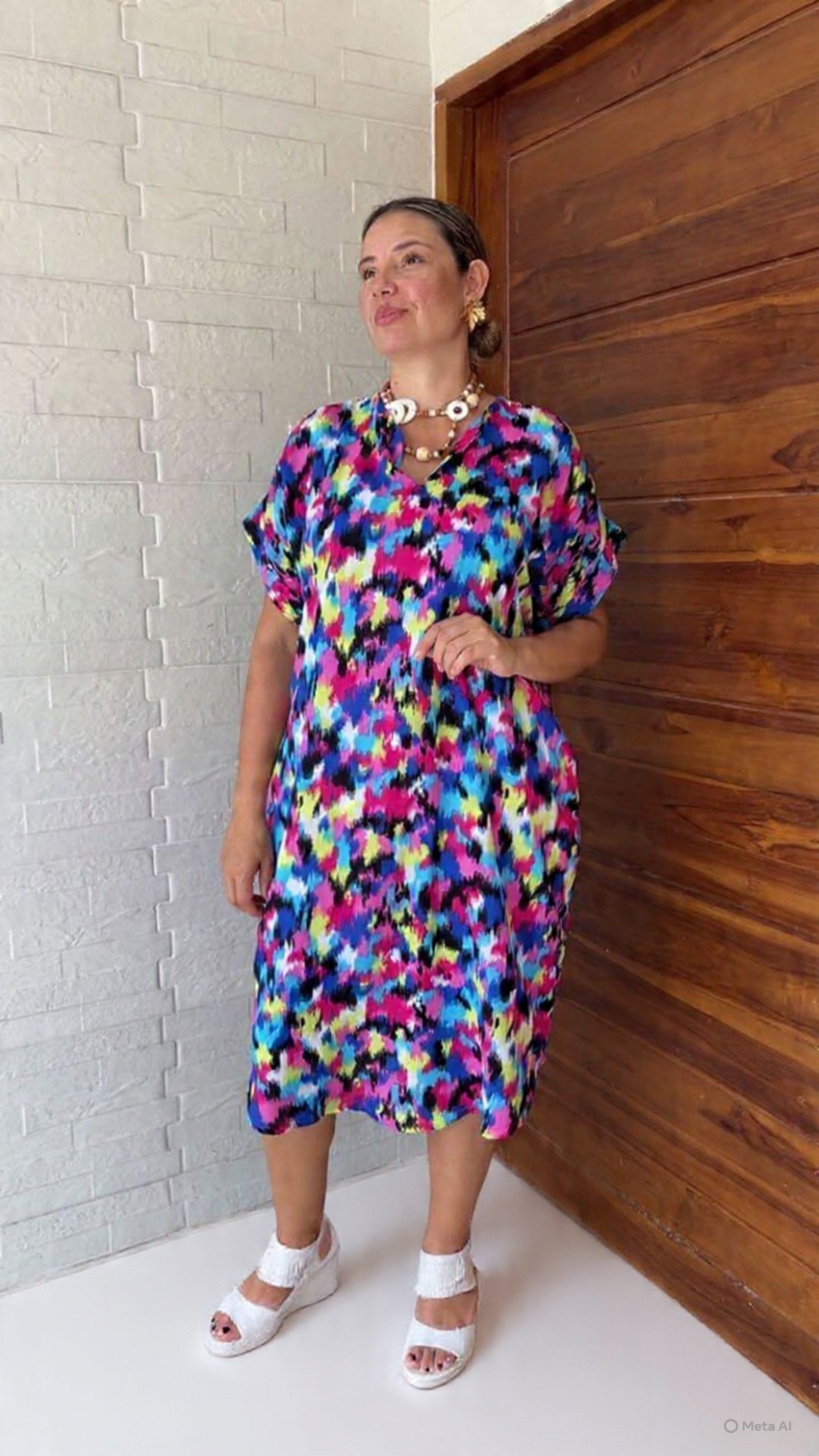 Blusón Corto Estampado Multicolor