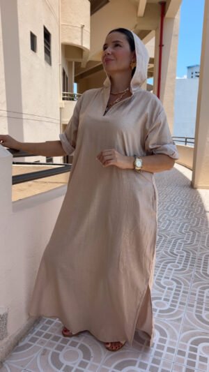 Bluson en Lino Caqui con Capota