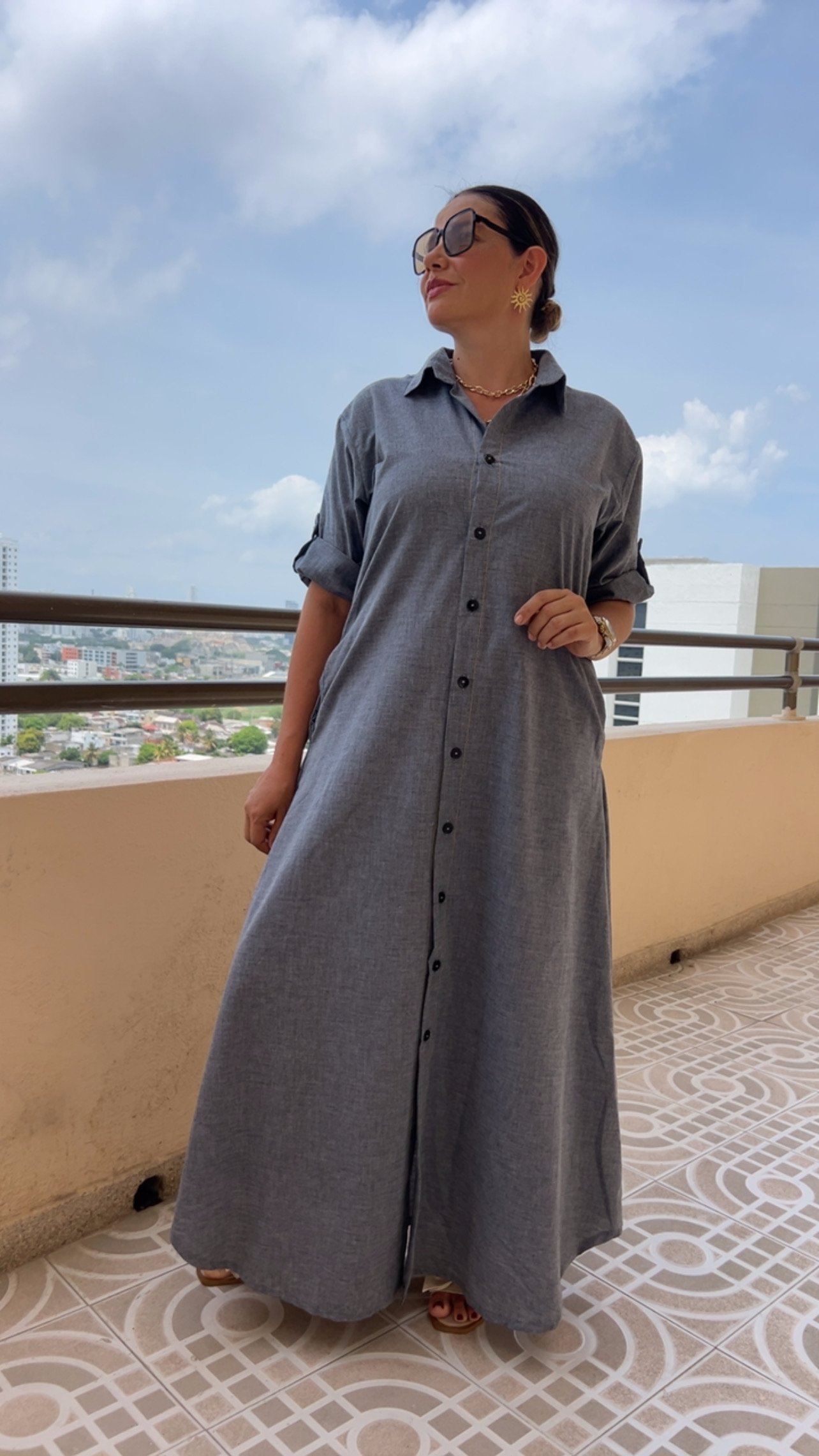 Bluson en Chambray con Botones