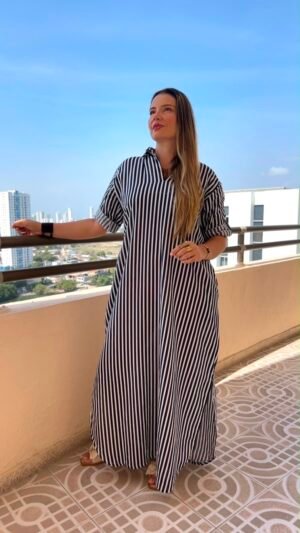 Bluson en Lino de Rayas Azules LXL